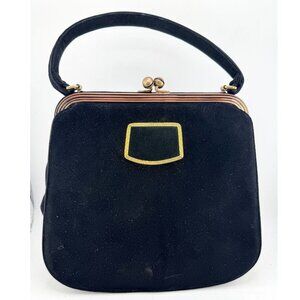 Vintage Artcraft Creation black suede top handle purse bag handbag